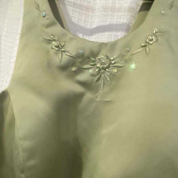 Vintage Floral Embroidered Women's Fancy Dress in Light Green - Picture 4 of 11